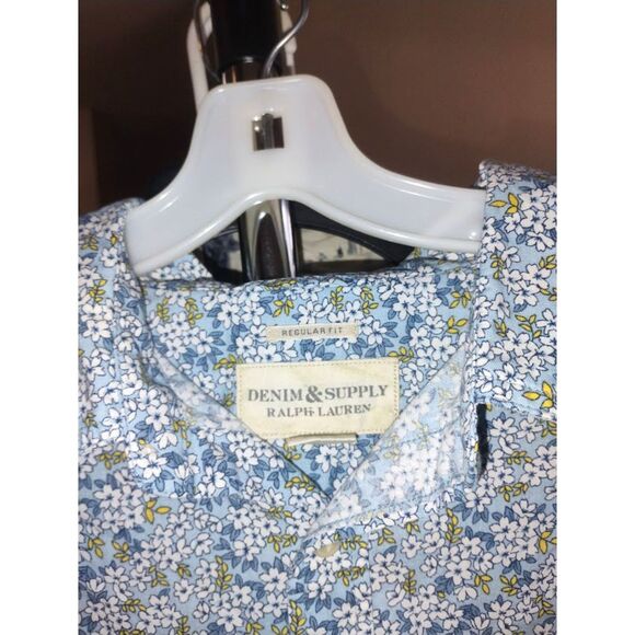 Ralph Lauren Denim & Supply (L) Blue & Yellow Floral Button Up Shirt - Picture 2 of 4